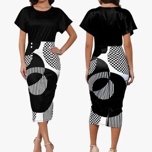 Black and White Geometric Dress